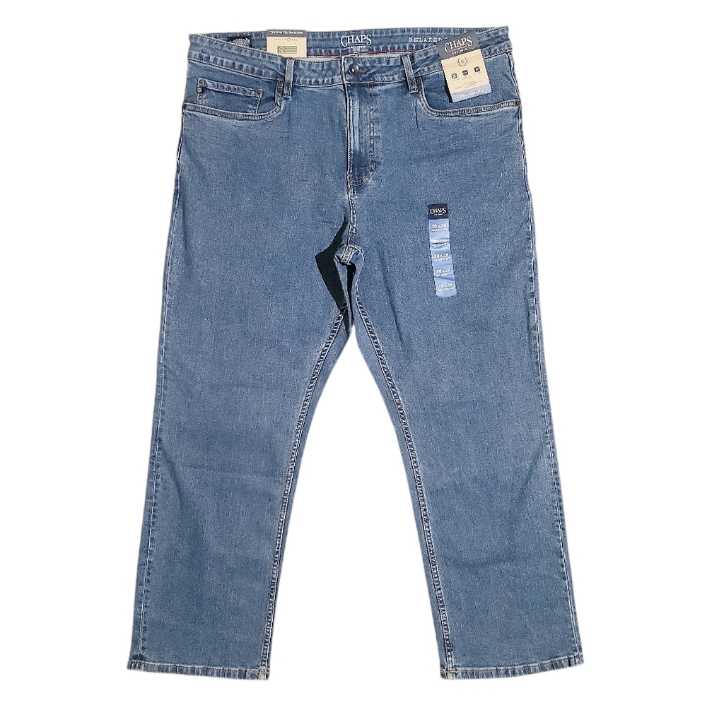 Chaps Mens Medium Wash Relaxed Fit Stretch Jeans 38x29 NWT